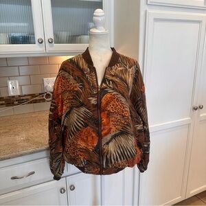 Vintage Silk Animal Print Bomber Jacket by Atlantic Beach Zip Front